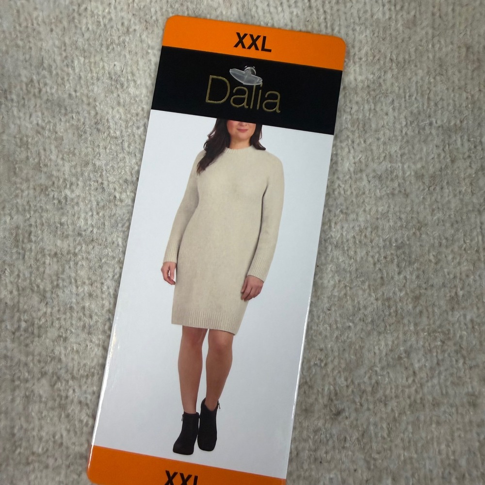 Dalia Womens XXL Oatmeal Heather Knit Crewneck Raglan Sweater Dress NWT